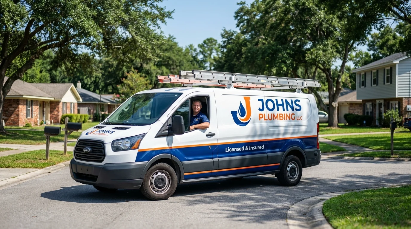 Johns Plumbing LLC service van in Ravenel, SC