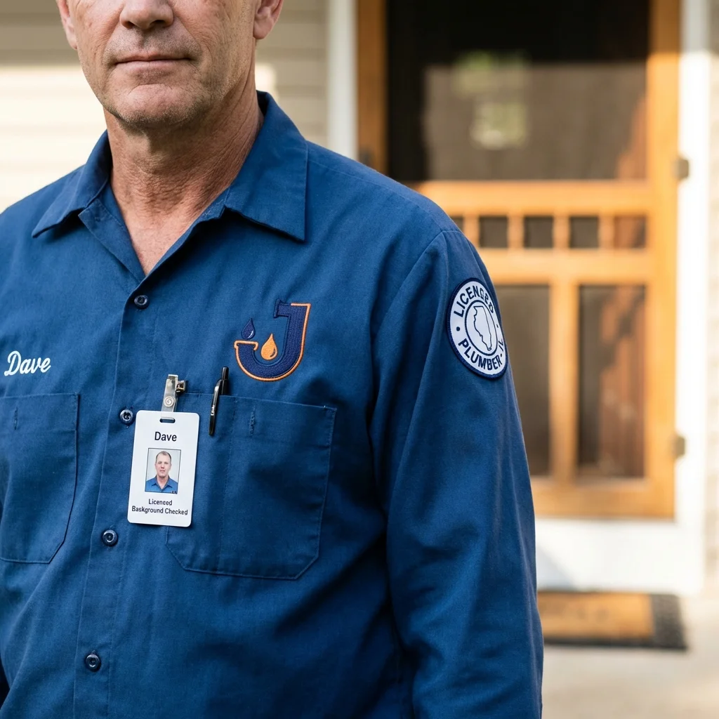 Licensed plumber showing ID badge in Ravenel, SC