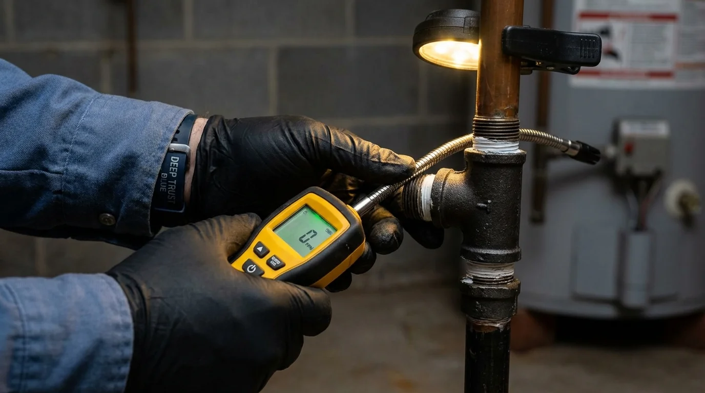 Gas leak detection with electronic sniffer by Johns Plumbing LLC in Ravenel
