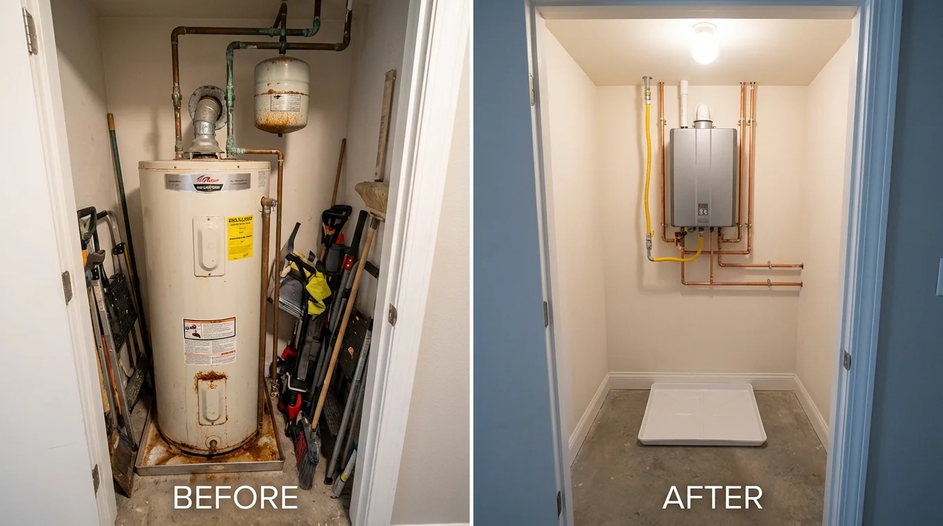 Tank water heater versus wall-mounted tankless unit comparison for Ravenel, SC homeowners